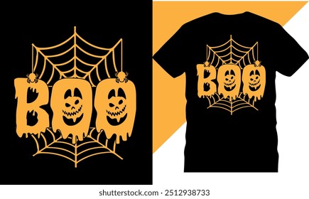 Boo Halloween TShirt design, printable t shirt, High quality tshirt design, Halloween t shirt, Original Vector illustration for t-shirt design, Best Halloween t shirts, Creative design, pumpkin