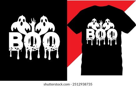 Boo Halloween T-Shirt Design, bedruckbares T-Shirt, Hochwertiges T-Shirt Design, Halloween T-Shirt, Original Vektorgrafik für T-Shirt Design, Beste Halloween T-Shirts, Kreatives Design, Kürbis