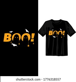 Boo. Halloween t-shirt design template. Happy Halloween t-shirt design template easy to print all-purpose for man, women, and children