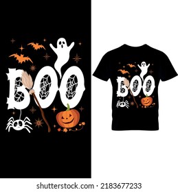  Boo- Halloween T-shirt Design –Halloween Vector Graphic. Halloween T-Shirt illustration. Printable Sublimation Design.