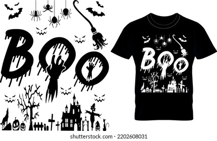  BOO Halloween T-Shirt Design with Halloween Vector Graphic.