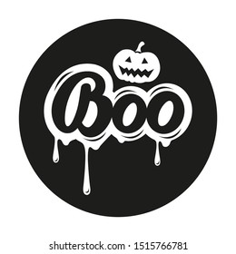 Boo hand drawn lettering. Design elements for Halloween design: posters, postcards, greeting cards, wrapping paper. Vector illustration.