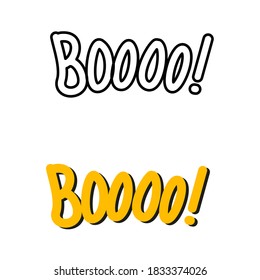 Boo hand drawn text, spooky vector doodle illustration. EPS 10
