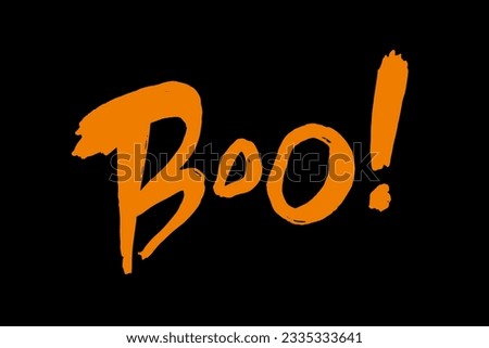 Boo – handwritten calligraphic phrase. Suitable for t-shirt prints, cards or posters. Vector illustration EPS10