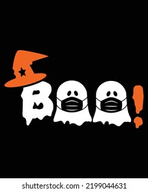 Boo!, Happy Halloween Shirt Print Template, Witch Bat Cat Scary House Dark Green Riper Boo Squad Grave Pumpkin Skeleton Spooky Trick Or Treat