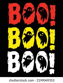 Boo! Boo! Boo!, Happy Halloween Shirt Print Template, Witch Bat Cat Scary House Dark Green Riper Boo Squad Grave Pumpkin Skeleton Spooky Trick Or Treat
