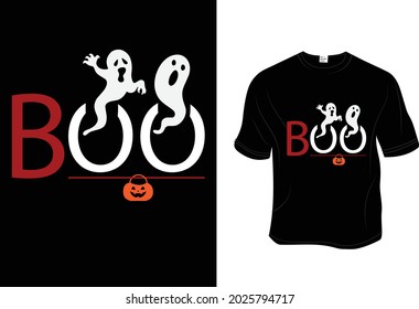 BOO - Happy Halloween - Unisex T shirt, Design vector, Greeting card, Poster, Mug Design