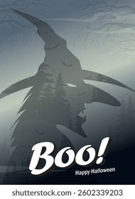 Boo holiday image with character, vector graphic design