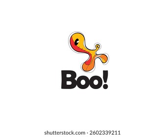 Boo holiday image with character, vector graphic design