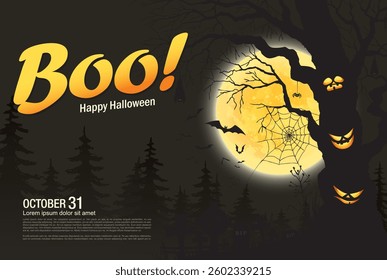 Boo holiday image with character, vector graphic design