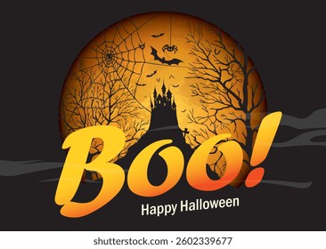 Boo holiday image with character, vector graphic design