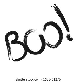 Boo lettering design template, brush grunge, Halloween caligraphic word, vector illustration