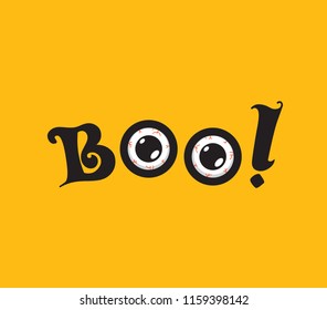 boo letters with two scary eyes