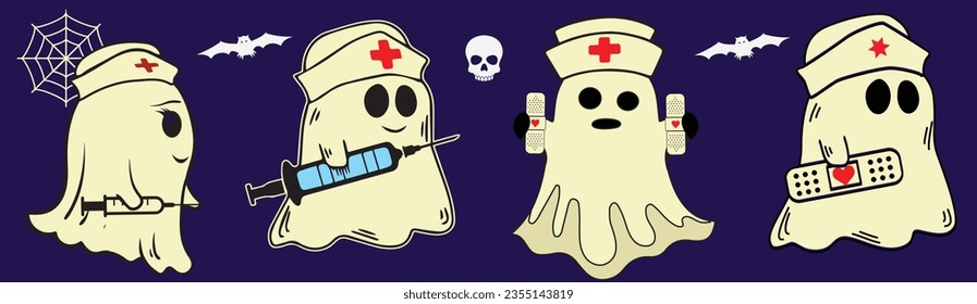 Boo Nurse Halloween Gespensterset von Boo Crew - Krankenschwestern für T-Shirt und Grafiken