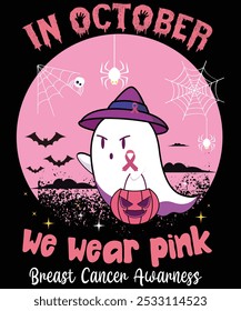 Boo In October we wear  Pink, Breast Cancer Awareness Month, Women's cancer awareness shirts, breast cancer shirts, raising hands, breast awareness shirt hands, wear pink breast cancer awareness,