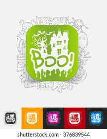 boo paper sticker with hand drawn elements