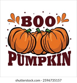 Boo Pumpkin Vector Design , T-shirt Design , Halloween Vector Design