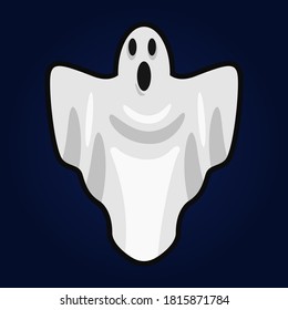 Boo, scary ghost flat vector illustration for Halloween, cartoon character for holiday.