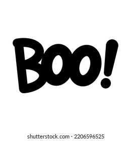 Boo Sign. Boo text. Only one single word. Printable graphic tee. Design doodle for print. Vector illustration. Colorful. Happy Halloween greeting card.