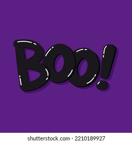 Boo Sign. Boo text. Only one single word. Printable graphic tee. Design doodle for print. Vector illustration. Colorful. Happy Halloween greeting card.