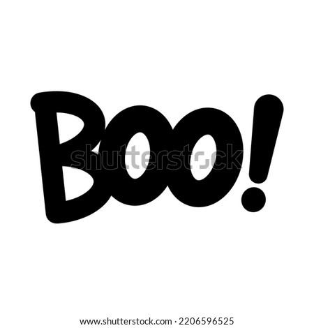 Boo Sign. Boo text. Only one single word. Printable graphic tee. Design doodle for print. Vector illustration. Colorful. Happy Halloween greeting card.
