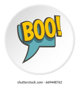 BOO, speech bubble icon in flat circle isolated on white background vector illustration for web
