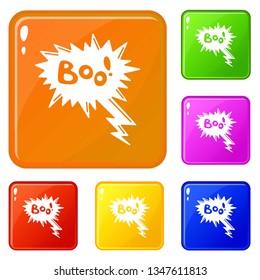 Boo speech bubble icons set collection vector 6 color isolated on white background