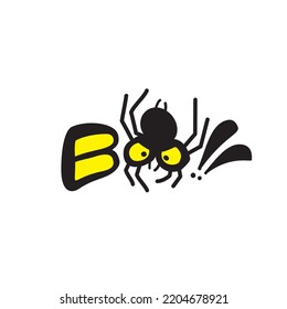 Icono de araña de boo, silueta de viuda negra. Símbolo de halloween espeluznante, signo de arácnido de horror, pictograma de insecto espeluznante, icono del vector de araña aislado