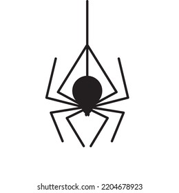 Boo spider icon, black widow silhouette. Scary halloween symbol, horror arachnid sign, spooky bug pictogram, spider vector icon isolated
