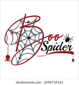 Boo Spider Vector Design , T-shirt Design , Halloween Vector Design