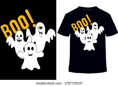 Boo tee.Happy Halloween cat t shirt design with vector background.skull, grunge vintage design t shirts.quote typography hand drawn style. Trick or treat shirt. horror t-shirts.Halloween costumes.kids