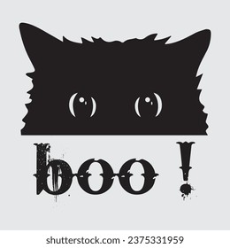 Boo! tees design, cat boo t shirt design. black cat  shirt design, scary cat  shirt design, funny cat  shirt .