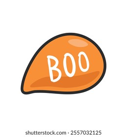 boo text bubble with outline in flat vector design.