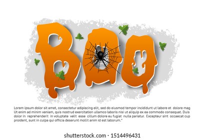 Boo text design for Halloween poster, banner, card, invitation and celebration event