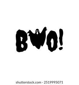 "Boo!" text with ghost. Vector illustration design.