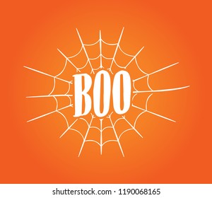 Boo Text, Happy Halloween Background, Halloween Spider Web, Cob Web Texture, Halloween Typography Vector Background for posters, flyers, social media, print out, greeting cards