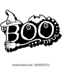 boo tiful beautiful halloween black vector graphic design and cut file