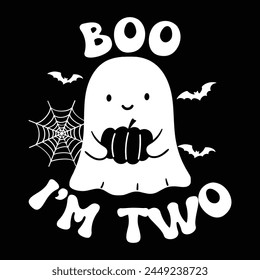 Boo I'M Two Design Ilustración vectorial Clipart, Citas Camisa