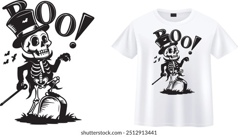 Boo Typography Black Artwork T-Shirt Design" é um estilo gráfico divertido, ousado e assustador perfeito para a temporada de Halloween ou qualquer momento que você está olhando para adicionar um toque de diversão e medo ao seu guarda-roupa