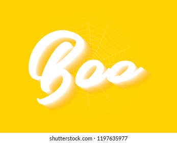 Boo typography text. Halloween typography with spiderweb for greeting, poster,banner, flyer and card.