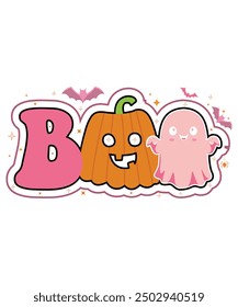 Boo Witch Cap Halloween Retro Groovy, Spooky Squad, Dark Moon Night, Antiguas Retro Grave Cat Bat Pumpkin, Noche de Halloween, Calabaza de Halloween, Feliz Plantilla de impresión de camisa Boo, Calabaza Halloween