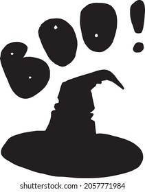 Boo! Witch pointy hat. Halloween illustration.