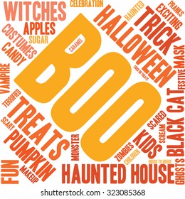 Boo word cloud on a white background. 