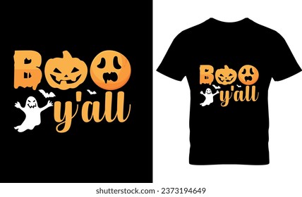 Boo Y'all, Halloween, illustration, horror, print, vector, template, graphic, Halloween t-shirt design template, Halloween T-shirt design,