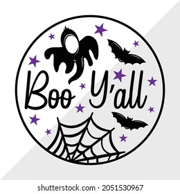  Boo Ya'll Halloween Sign, Holiday Printable Vector Illustration