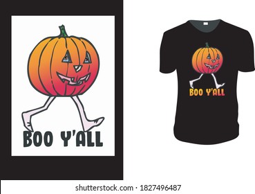 Boo Y'all T-Shirt. Halloween Gift Idea, Halloween Vector graphic for t shirt, Vector graphic, Halloween Holidays.