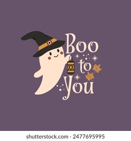 Boo a usted cita de Vector de Halloween. Linda Ilustración vectorial fantasma. Halloween embrujado, boo espeluznante. Feliz cita de Festiva, diseño divertido.