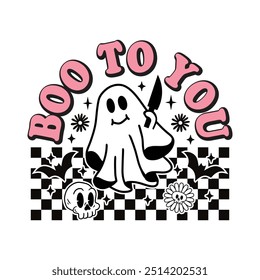 Boo To You Retro Design T Shirt