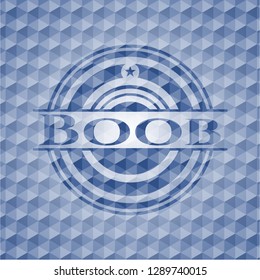 Boob blue badge with geometric pattern.