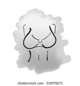 Boob and bra cartoon drawing